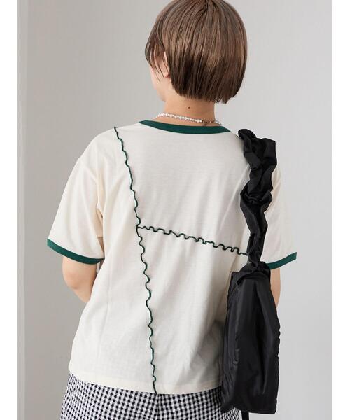 ehka sopo（エヘカソポ）の「メローリンガーTシャツ（Tシャツ/カットソー・レディース・キナリ/オフホワイト/チャコールグレー・F）」の18枚目の写真