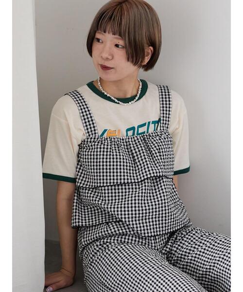 ehka sopo（エヘカソポ）の「メローリンガーTシャツ（Tシャツ/カットソー・レディース・キナリ/オフホワイト/チャコールグレー・F）」の21枚目の写真