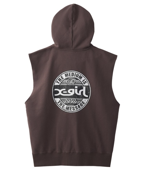 DISTRESSED CIRCLE LOGO ZIP UP SWEAT VEST（ベスト）｜X-girl
