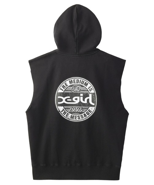 DISTRESSED CIRCLE LOGO ZIP UP SWEAT VEST（ベスト）｜X-girl