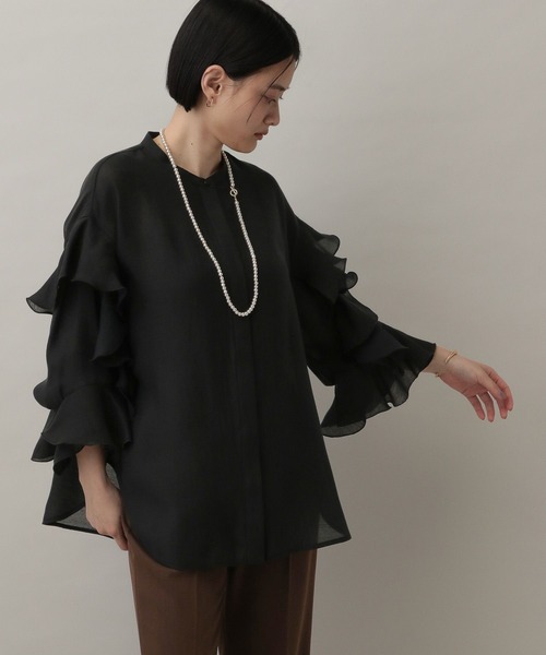A part by(アパートバイ)の「【セミオケージョン】フリルブラウス_8分袖(シャツ/ブラウス・レディース・ブラック/オフホワイト・FREE)」の16枚目の写真