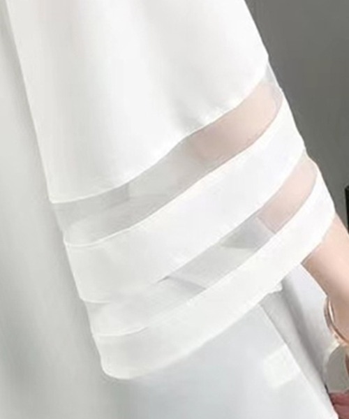 Beststore(ベストストア)の「フレア袖 シフォン ブラウス 深Vネック ゆったり(シャツ/ブラウス・レディース・ホワイト/ブラック/ネイビー・FREE)」の17枚目の写真