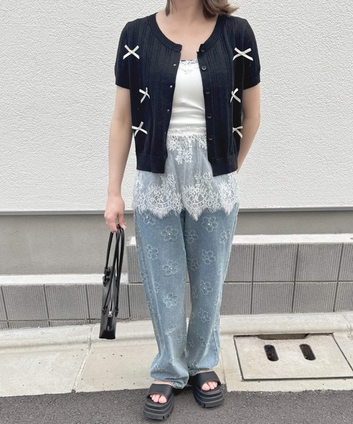 frunco(フランコ)の「【ZOZO限定】リボン付き半袖カーディガン(カーディガン/ボレロ・レディース・ブラック/グレー/ピンク/ホワイト・FREE)」の17枚目の写真