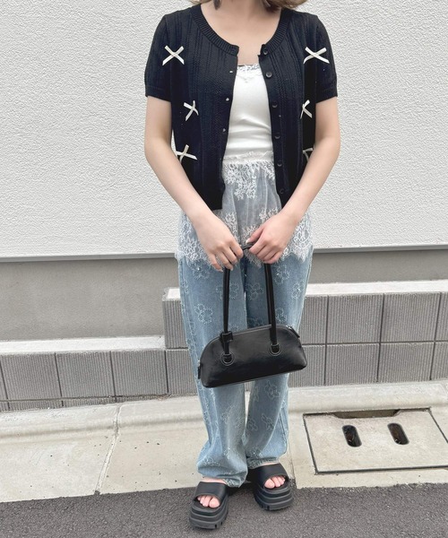 frunco(フランコ)の「【ZOZO限定】リボン付き半袖カーディガン(カーディガン/ボレロ・レディース・ブラック/グレー/ピンク/ホワイト・FREE)」の18枚目の写真