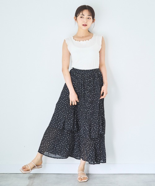 mil（ミル）の「カット楊柳 メロウタンクトップ（Tシャツ/カットソー・レディース・オフホワイト/ブラック・ONE SIZE）」の10枚目の写真