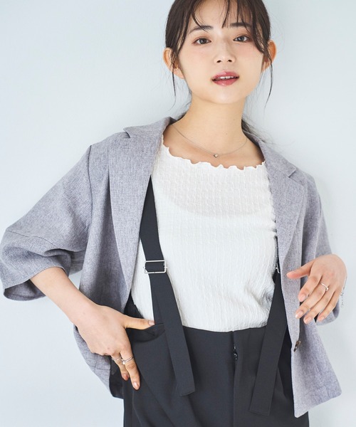 mil（ミル）の「カット楊柳 メロウタンクトップ（Tシャツ/カットソー・レディース・オフホワイト/ブラック・ONE SIZE）」の16枚目の写真