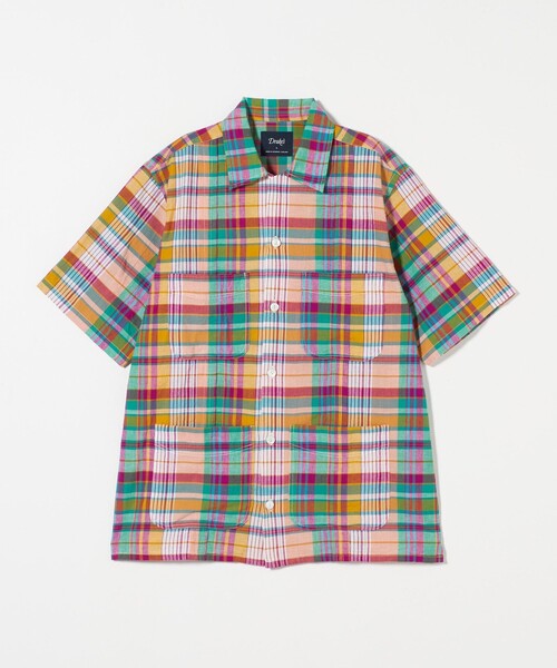 【Sale】Drakes Shirts シャツ コットン チェック ドレイクス Drake's Check Brushed Cotton Two-Pocket Work Shirt - Multi