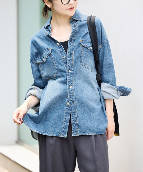 スローブイエナSLOBE IENA LE DENIM BDUシャツ デニム WEB限定/追加》LE DENIM BDUデニムシャツ(シャツ/ブラウス