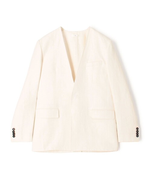 リネンヘリンボーン ノーカラージャケット（その他アウター