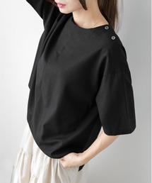 2025MHL 肩ボタンTシャツ カットソー 黒 肩ボタン」に該当するレディースのTシャツ/カットソー(ブラック