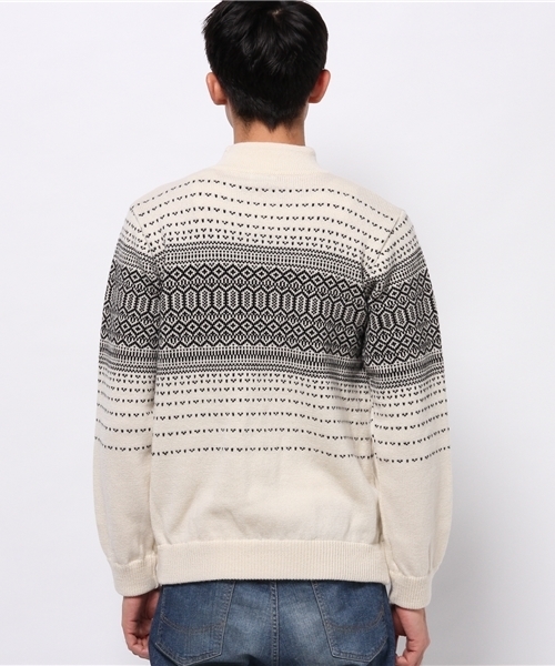 ivory court（アイボリーコート）の「7G フェアアイル モックネック ニット◆（ニット/セーター・メンズ・レッド/ネイビー/ホワイト×ホワイト・38/40）」の5枚目の写真