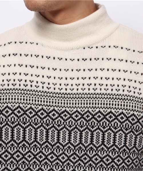 ivory court（アイボリーコート）の「7G フェアアイル モックネック ニット◆（ニット/セーター・メンズ・レッド/ネイビー/ホワイト×ホワイト・38/40）」の6枚目の写真