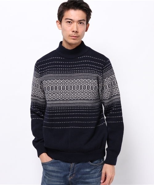 ivory court（アイボリーコート）の「7G フェアアイル モックネック ニット◆（ニット/セーター・メンズ・レッド/ネイビー/ホワイト×ホワイト・38/40）」の10枚目の写真