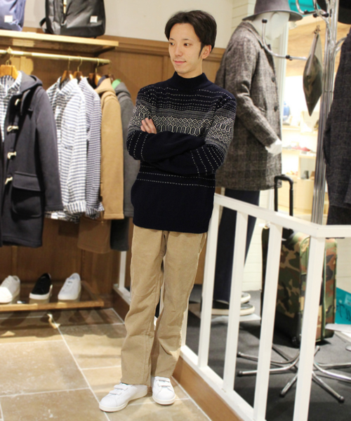 ivory court（アイボリーコート）の「7G フェアアイル モックネック ニット◆（ニット/セーター・メンズ・レッド/ネイビー/ホワイト×ホワイト・38/40）」の11枚目の写真