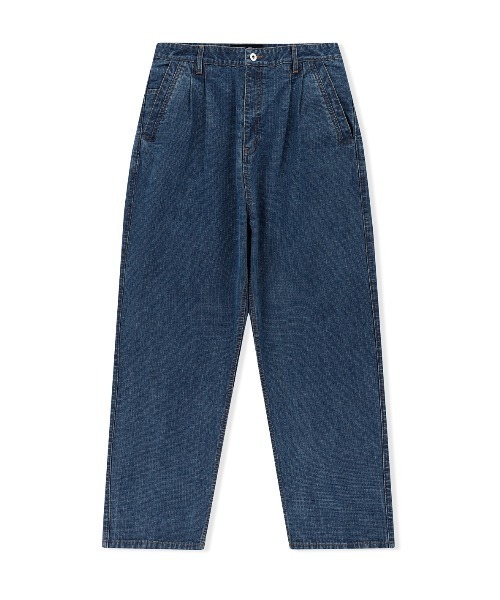 YESEYESEE(イエスアイシー)の「Two Tucked Ripstop Denim Pants(デニムパンツ・メンズ・ライトインディゴブルー/インディゴブルー/ダークインディゴブルー・S/M/L/XL)」の2枚目の写真