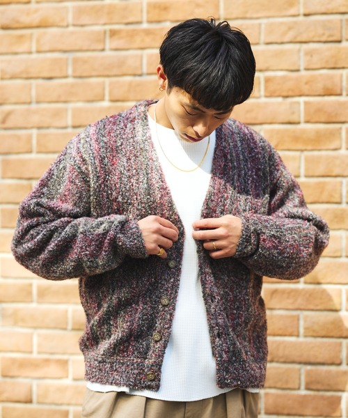 BEAMS(ビームス)の「5ゲージ ブークレ カーディガン(カーディガン/ボレロ・メンズ・グレー/ブルー/グリーン・S/M/L/XL)」の6枚目の写真