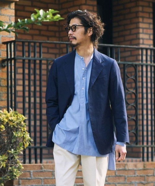 BRITISH MADE(ブリティッシュメイド)の「オフィサーシャツ/プリマス(MEN) 全2色(シャツ/ブラウス・メンズ・ベージュ/ブルー系・M/S/L)」の11枚目の写真