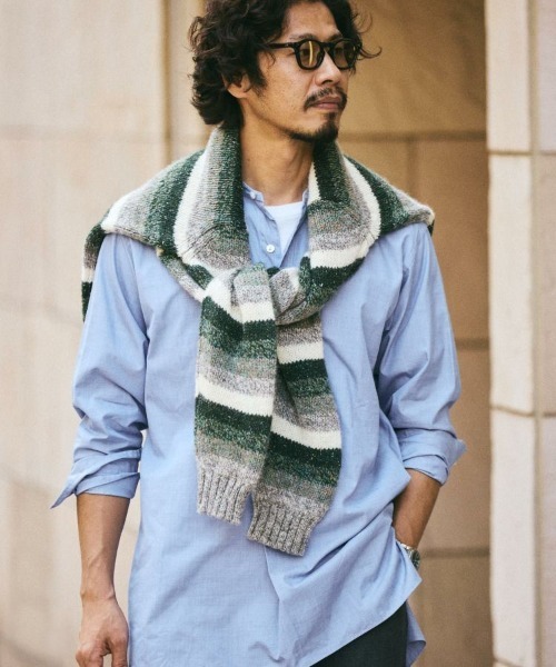 BRITISH MADE(ブリティッシュメイド)の「オフィサーシャツ/プリマス(MEN) 全2色(シャツ/ブラウス・メンズ・ベージュ/ブルー系・M/S/L)」の12枚目の写真