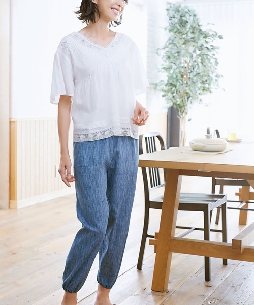 BACKYARD FAMILY(バックヤードファミリー)の「高島ちぢみ 涼感もんぺ(その他パンツ・レディース・ネイビー/グレー・XXL/S/L)」の3枚目の写真