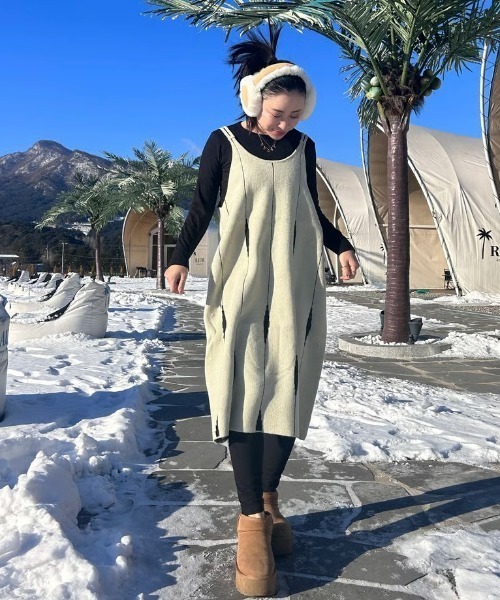ipugo（イプゴ）の「ipugo 柄ニットキャミワンピース（ワンピース・レディース・アイボリー・FREE）」の4枚目の写真
