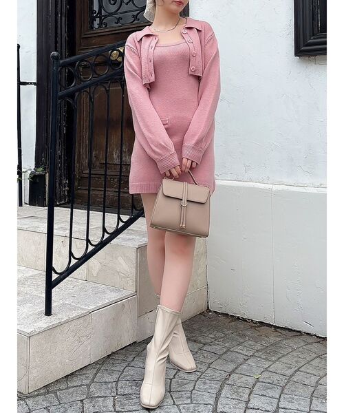 dazzlin（ダズリン）の「2ピースニットミニワンピース（ワンピース・レディース・ピンク/パープル/チャコールグレー/アイボリー・FREE）」の4枚目の写真