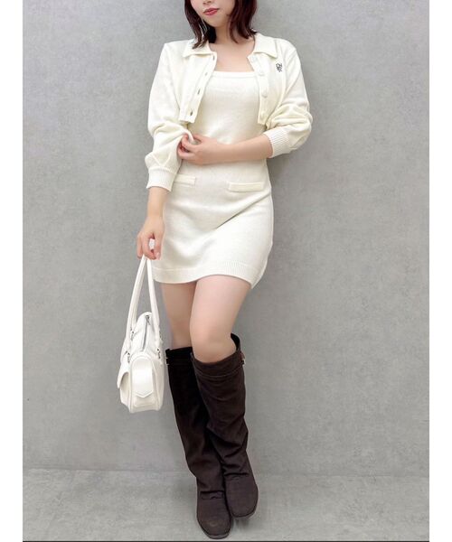 dazzlin（ダズリン）の「2ピースニットミニワンピース（ワンピース・レディース・ピンク/パープル/チャコールグレー/アイボリー・FREE）」の2枚目の写真