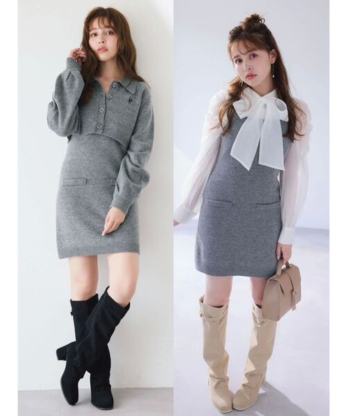 dazzlin（ダズリン）の「2ピースニットミニワンピース（ワンピース・レディース・ピンク/パープル/チャコールグレー/アイボリー・FREE）」の16枚目の写真