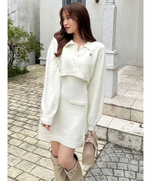 dazzlin（ダズリン）の「2ピースニットミニワンピース（ワンピース・レディース・ピンク/パープル/チャコールグレー/アイボリー・FREE）」の5枚目の写真