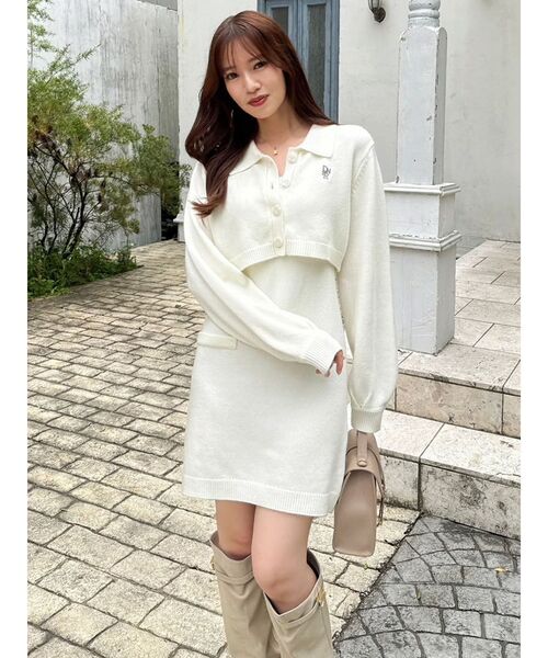 dazzlin（ダズリン）の「2ピースニットミニワンピース（ワンピース・レディース・ピンク/パープル/チャコールグレー/アイボリー・FREE）」の19枚目の写真