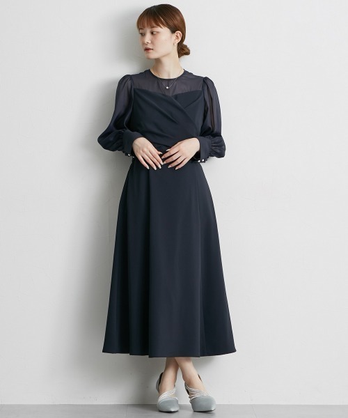 Jolie et Jolie(ジョリーエジョリー)の「カシュクールウエストバックリボンワンピースドレス(ドレス・レディース・ネイビー/ブラック系・LL/L/M/5L/4L/3L)」の10枚目の写真