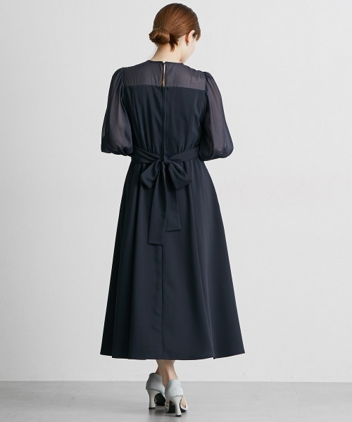 Jolie et Jolie(ジョリーエジョリー)の「カシュクールウエストバックリボンワンピースドレス(ドレス・レディース・ネイビー/ブラック系・LL/L/M/5L/4L/3L)」の13枚目の写真