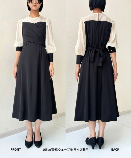 Jolie et Jolie(ジョリーエジョリー)の「カシュクールウエストバックリボンワンピースドレス(ドレス・レディース・ネイビー/ブラック系・LL/L/M/5L/4L/3L)」の20枚目の写真