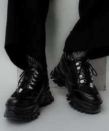 【美品】HARE　リングヒールシューズ　Mサイズ　ブラック　レザー　厚底 美品】HARE リングヒールシューズ Mサイズ ブラック レザー 厚底