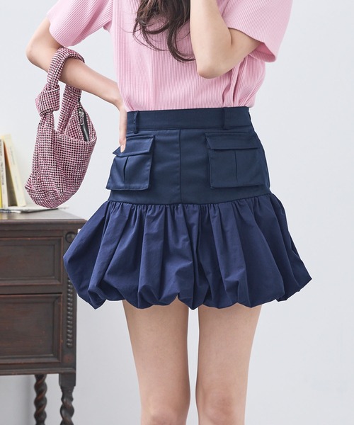 立体ポケット異素材バルーンミニスカート（スカート）｜RGRG（リグリグ