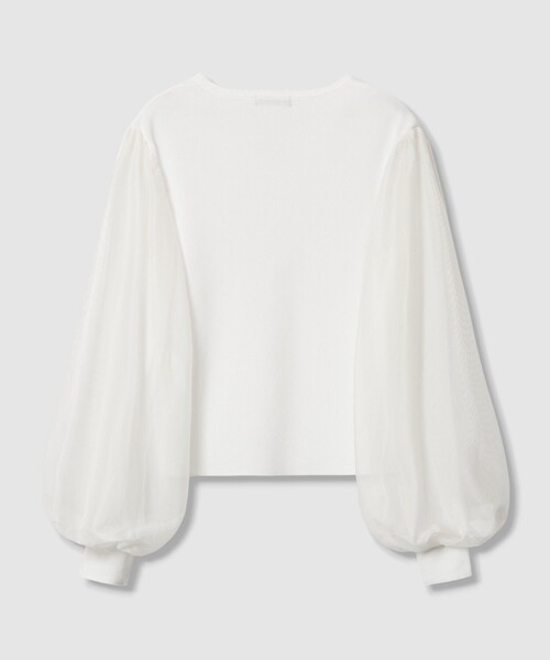 allureville(アルアバイル)の「チュールスリーブプルオーバー(ニット/セーター・レディース・ブラック/オフホワイト・2)」の3枚目の写真