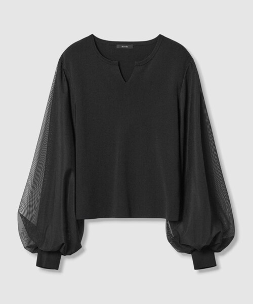 allureville(アルアバイル)の「チュールスリーブプルオーバー(ニット/セーター・レディース・ブラック/オフホワイト・2)」の10枚目の写真