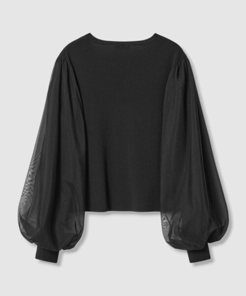 allureville(アルアバイル)の「チュールスリーブプルオーバー(ニット/セーター・レディース・ブラック/オフホワイト・2)」の11枚目の写真