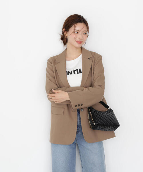 PROPORTION BODY DRESSING（プロポーションボディドレッシング）の「オーバーテーラージャケット / 1215250800（テーラードジャケット・レディース・ベージュ/グレー・SMALL/MEDIUM）」の3枚目の写真