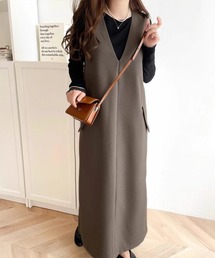 L LABEL（エルラベル）の「Vネックマキシワンピース/ジャンスカ（ワンピース）」