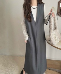 L LABEL（エルラベル）の「Vネックマキシワンピース/ジャンスカ（ワンピース）」