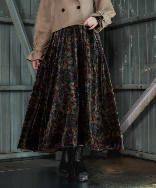 美品 1.9万 アダムエロペ ペイズリー プリーツスカート 巻きスカート 