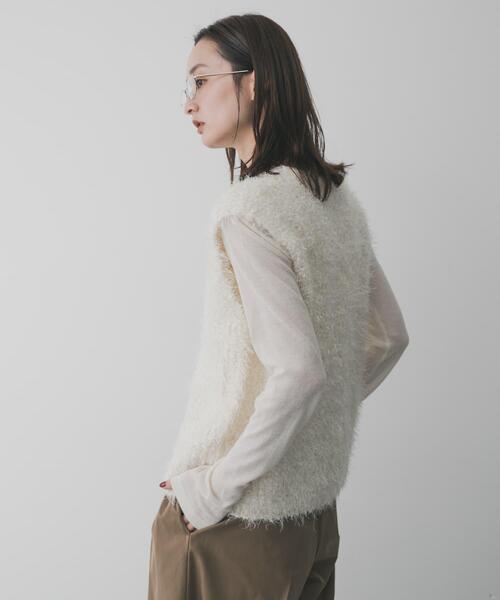 SENSE OF PLACE by URBAN RESEARCH（センスオブプレイスバイアーバンリサーチ）の「モールフェザーニットベスト（ベスト・レディース・チャコールグレー/アイボリー/ベージュ/ブラック/ブラウン・ONE）」の7枚目の写真