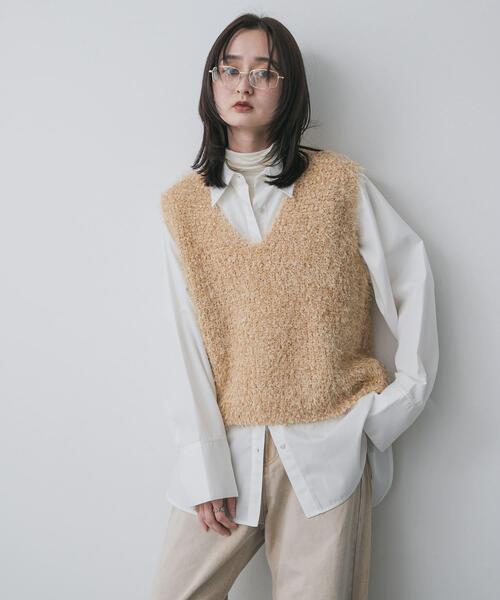 SENSE OF PLACE by URBAN RESEARCH（センスオブプレイスバイアーバンリサーチ）の「モールフェザーニットベスト（ベスト・レディース・チャコールグレー/アイボリー/ベージュ/ブラック/ブラウン・ONE）」の13枚目の写真