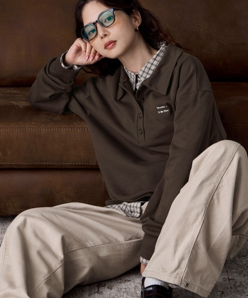 etoll.(エトル)の「ポロ襟ロゴスウェット(スウェット・レディース・グレー/ブラック/ブラウン/オートミール・FREE)」の3枚目の写真