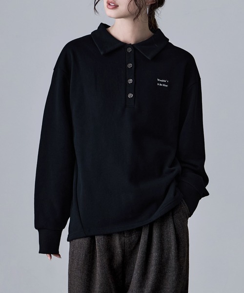 etoll.(エトル)の「ポロ襟ロゴスウェット(スウェット・レディース・グレー/ブラック/ブラウン/オートミール・FREE)」の9枚目の写真