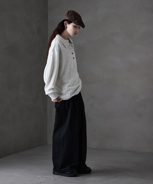 etoll.(エトル)の「ポロ襟ロゴスウェット(スウェット・レディース・グレー/ブラック/ブラウン/オートミール・FREE)」の15枚目の写真