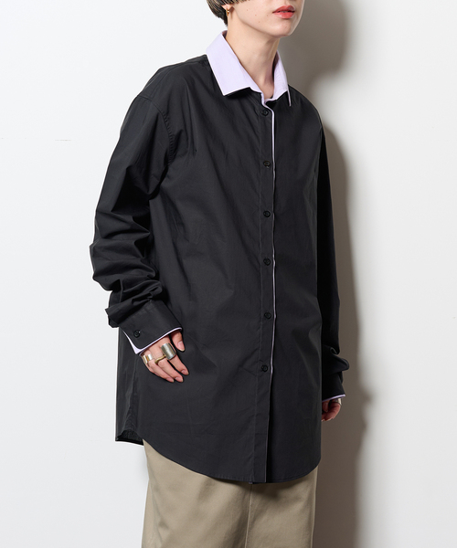 CITYSHOP サテンシャツ　長袖ブラウス　ビッグシルエット　シティショップ CITYSHOP サテンシャツ 長袖ブラウス ビッグシルエット シティ