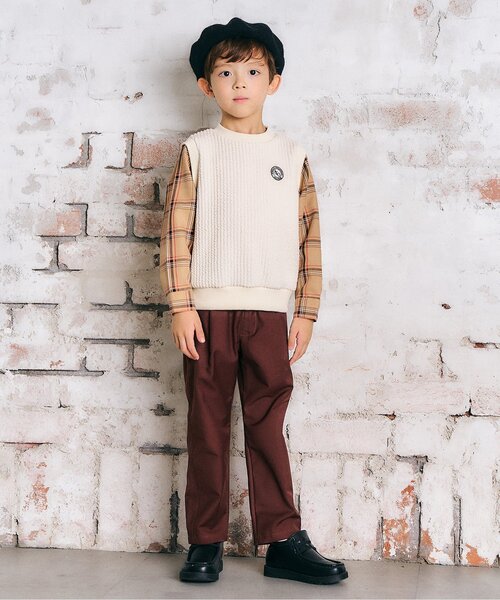 apres les cours(アプレレクール)の「【リンク】ベストドッキングTシャツ(Tシャツ/カットソー・キッズ・ブラック/ベージュ・90/100/110/120/80/130)」の3枚目の写真