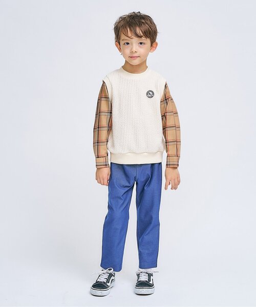 apres les cours(アプレレクール)の「【リンク】ベストドッキングTシャツ(Tシャツ/カットソー・キッズ・ブラック/ベージュ・90/100/110/120/80/130)」の5枚目の写真