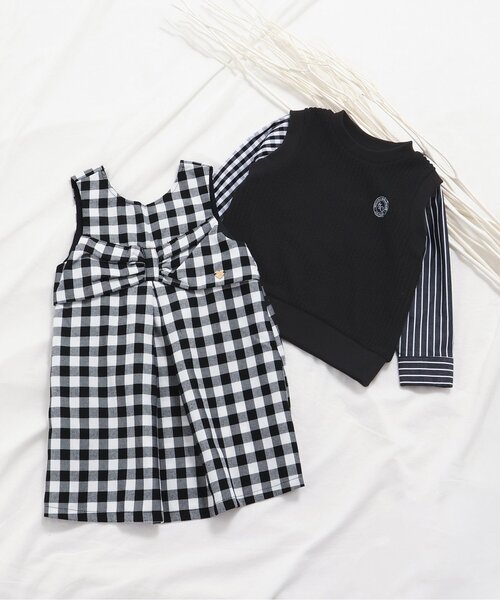 apres les cours(アプレレクール)の「【リンク】ベストドッキングTシャツ(Tシャツ/カットソー・キッズ・ブラック/ベージュ・90/100/110/120/80/130)」の9枚目の写真